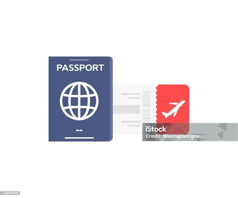 International Passport And Tickets On Plane Document For Traveling Tourism Immigration Flight