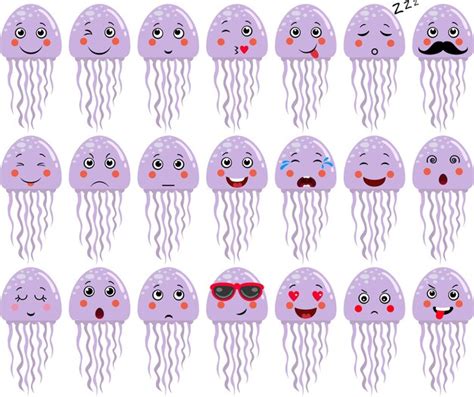 Premium Vector Cute Squid Cartoon With Different Expressions