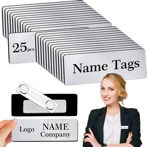 Blank Magnetic Name Tags For Clothes 25 Pack Plastic Durable ID Name