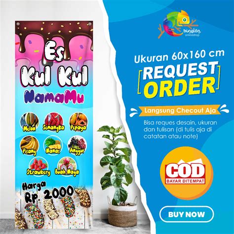 Jual Size 60x160 Cm Spanduk Banner Es Kul Kul Buah Bisa Reques Desain