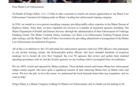 Thank You Letter Maine Chiefs Of Police Association Command Post