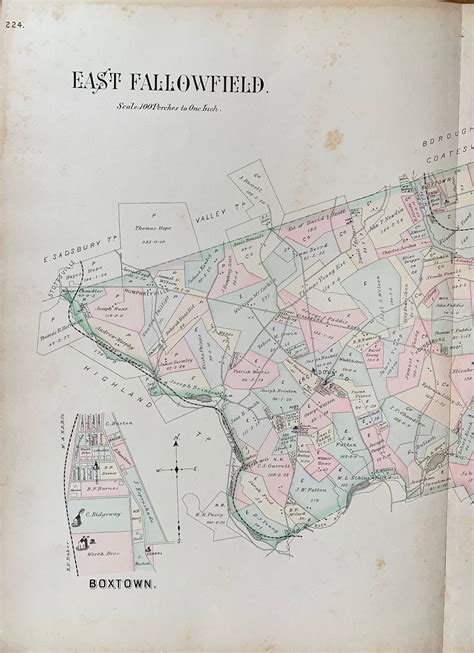 East Fallowfield Township Map Original Chester County Etsy