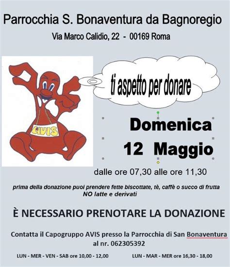 Donazione Sangue Parrocchia Di San Bonaventura