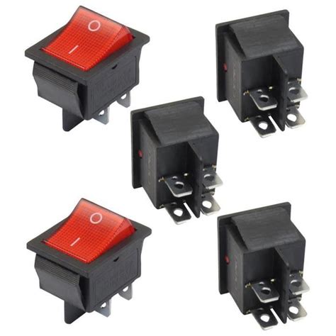 5 X Interrupteurs A Bascule DPST On Off 16A 250V 20A 125V AC