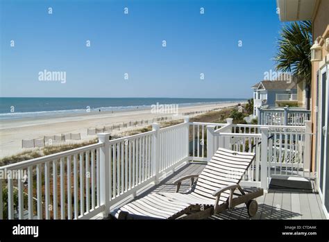 Beach Front House Porch With Ocean & Beach View, Hilton Head South Carolina USA Stock Photo - Alamy