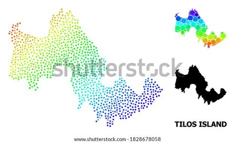 Pixel Spectral Monochrome Map Tilos Island Stock Vector Royalty Free