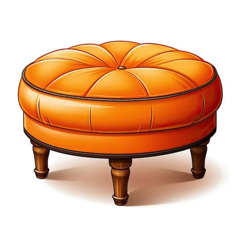 Couleur Orange Ottoman Dessin Anim Vecteur Fond Blanc Isol Vecteur