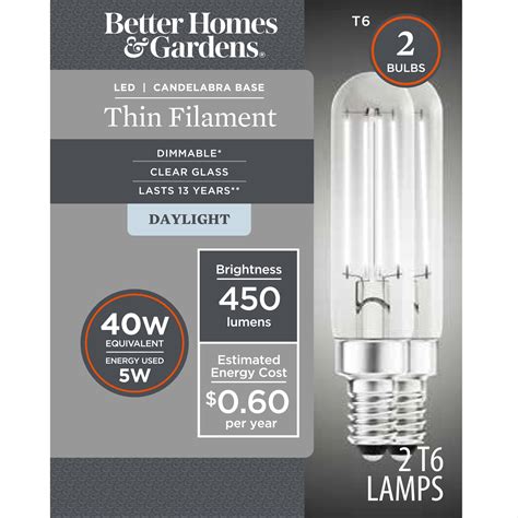 Better Homes & Gardens T6 LED Vintage Light Bulb, 4 Watts (40W ...