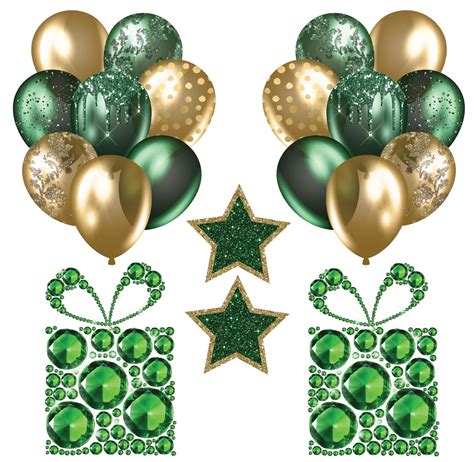 Green And Gold Balloons Set 3 Half Sheet Must Purchase 2 Half Sheets Yippee Yay Yard Cards