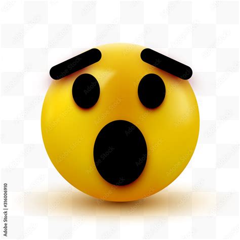 Surprised Emoji Isolated On White Background Shocked Emoticon Stock