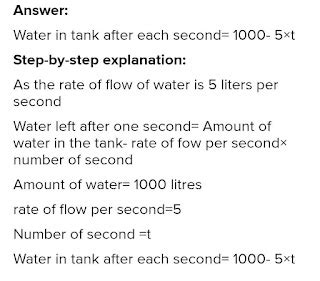 A Tank Contains 1000 Litres Of Water And It Flows Out At The Rate Of 5