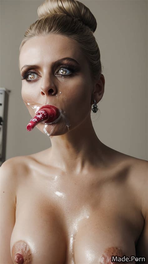 Porn Image Of Natural Tits Fairer Skin Steampunk Blowjob Close Up Slutty Facial Created By AI