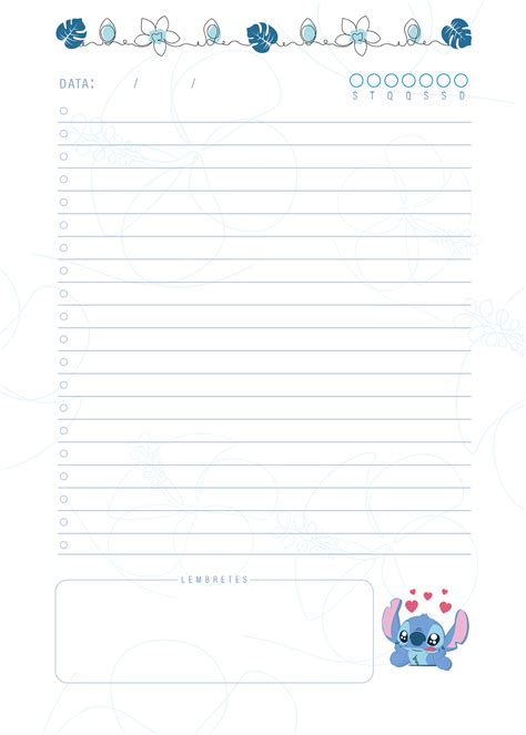 Agenda Diaria Permanente Planner Stitch Fazendo A Nossa Festa