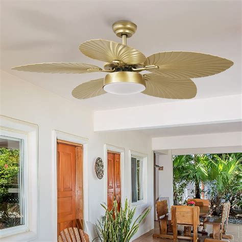 Yitahome Ceiling Fans With Lights Remote Palm Leaf Blades Bedroom Fan