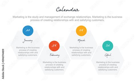 4 Months Calendar Infographic Table Chart Presentation Chart