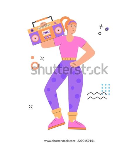 Woman Doing Boombox Aerobic Trendy S Stock Vector Royalty Free