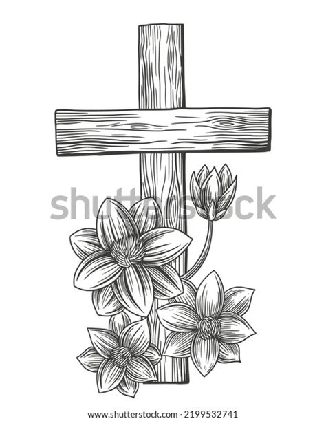 Happy Easter Cross Floral Blooming Lilies Stock Vector Royalty Free