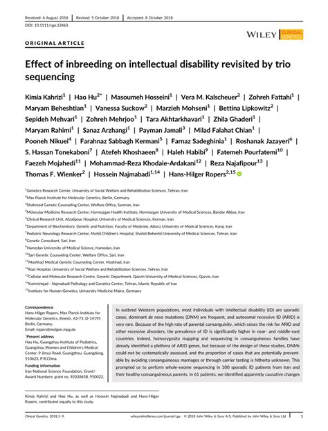 Pdf Effect Of Inbreeding On Intellectual Disability Revisited By Trio