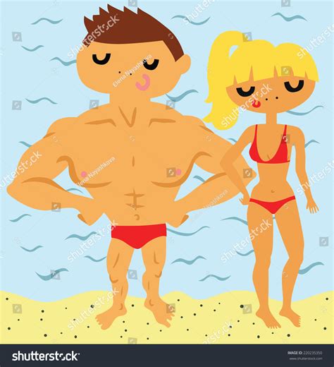 Hot Couple On The Beach Stock Vector Illustration Shutterstock