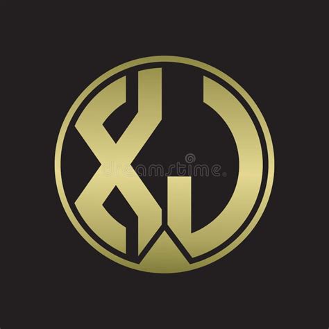 Xj Logo Monogram Circle With Piece Ribbon Style On Gold Colors Stock