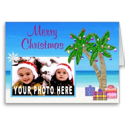 Personalized Beach Themed PHOTO Christmas Cards | Zazzle | Tropical ...