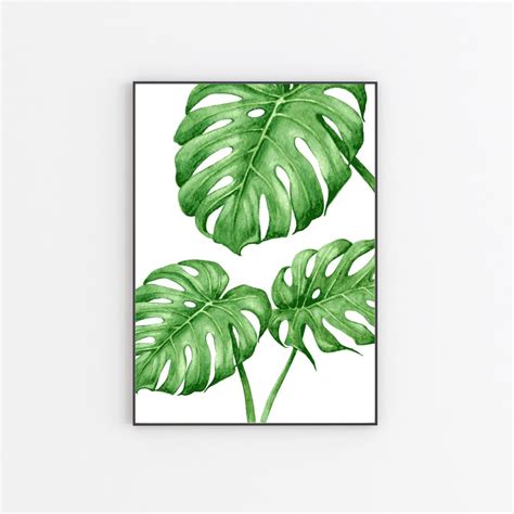 Monstera Leaf Wall Art Watercolor Botanical Print Monstera Leaf