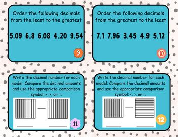 F Comparing And Ordering Decimals Task Cards By Rooted In Love Resources