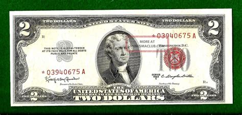 1953 C United States Two Dollar Red Seal " Star " Note