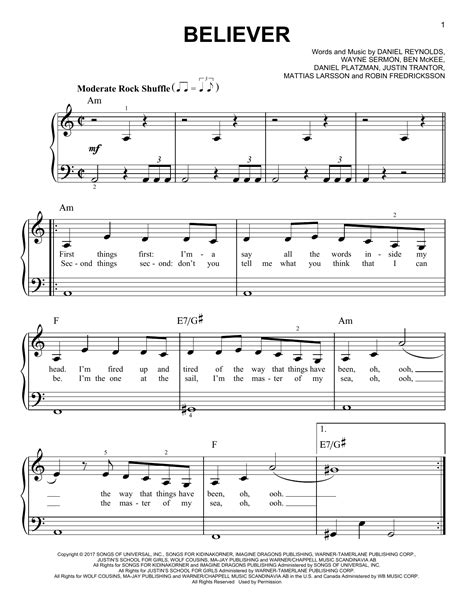 画像 imagine dragons believer piano sheet music pdf 253963-Believer ...