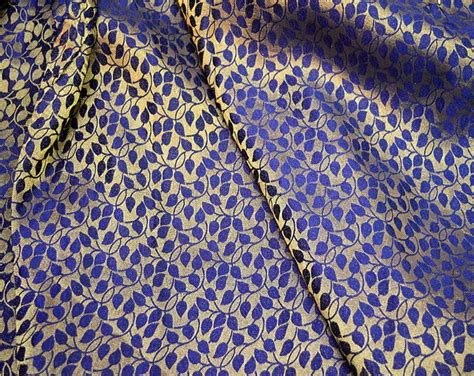 Turquoise Gold Weaving Banaras Brocade By The Yard Fabric Etsy India