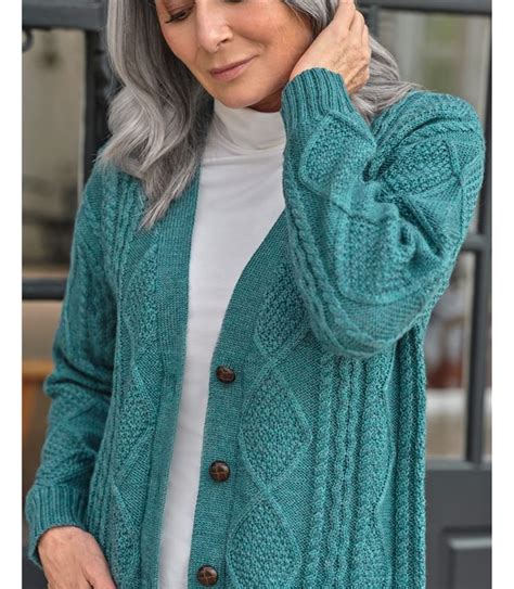 Moonlight Teal Marl Boyfriend Aran Cardigan Woolovers Au