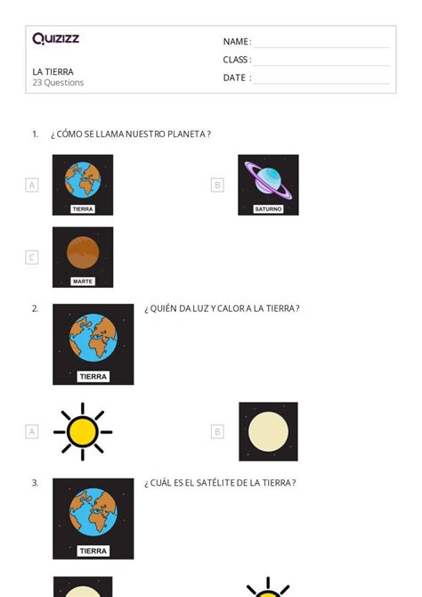 50 Tierra And Ciencia Espacial Hojas De Trabajo Para Jardín De Infancia En Quizizz Gratis E