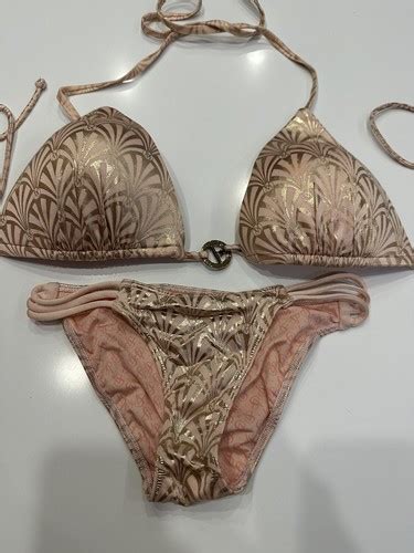 Victorias Secret Triangle Pink Gold Metallic Push Up Bikini C Top Bottoms Xs Ebay