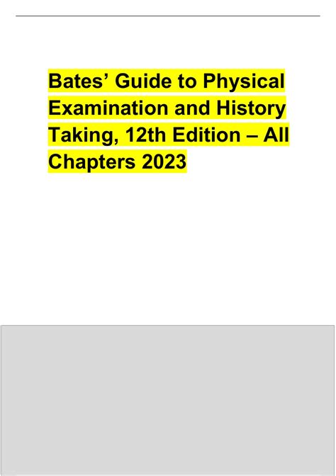 Bates’ Guide To Physical Examination And History Taking 12th Edition All Chapters 2023