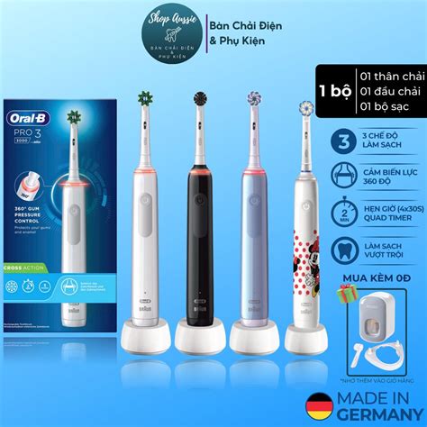 Made In Germany Bàn Chải Điện Oral B Pro 3 3000 Cảm Biến Lực 360 Pin