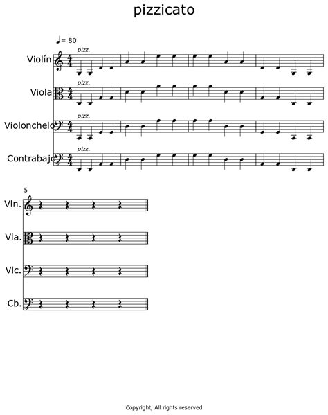 pizzicato - Sheet music for Violin, Viola, Cello, Contrabass