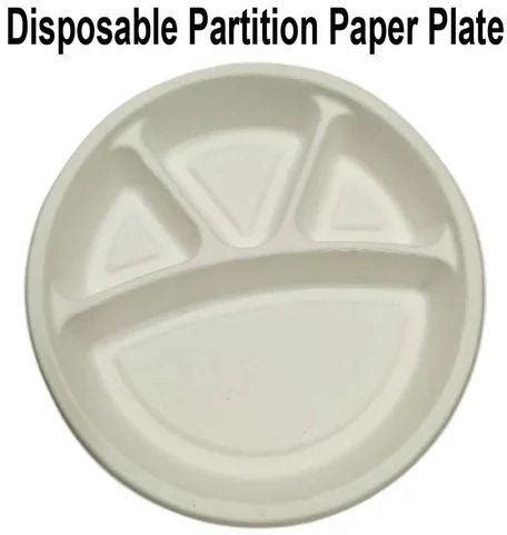 White Round Disposable Partition Paper Plate For Party Snacks Size