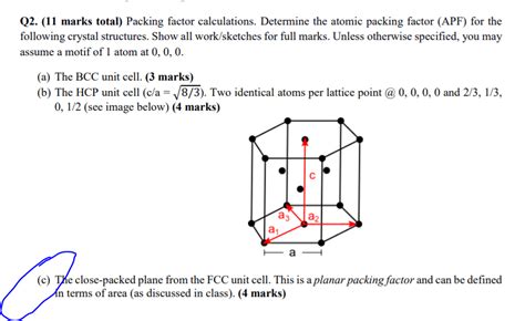 Solved: Q2. (11 Marks Total) Packing Factor Calculations. ... | Chegg.com