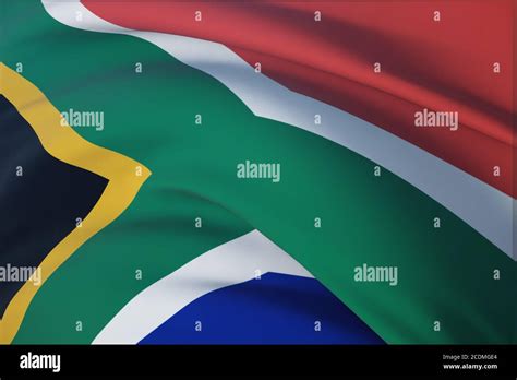 Waving Flags Of The World Flag Of South Africa Closeup View 3d