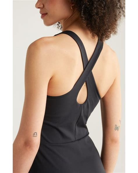 Zella Daybreak Cross Back Tennis Dress In Black Lyst