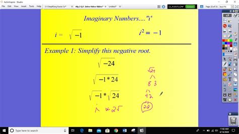 Imaginary Numbers Simplifying Negative Roots Youtube