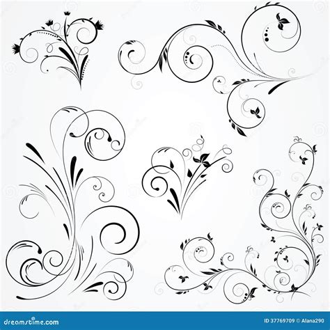 Set Of Floral Swirl Designs Royalty Free Stock Images Image 37769709