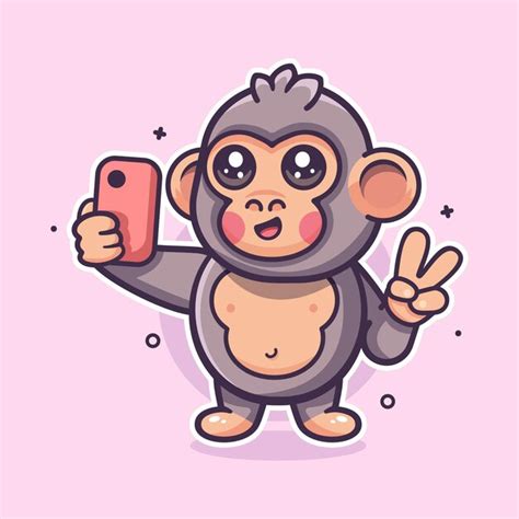 Personagem de animal de gorila engraçado mascote tirando uma selfie