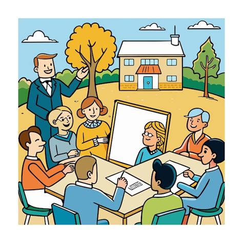 Flat Hand Drawn Neighborhood Meeting Vector Illustration Premium Ai