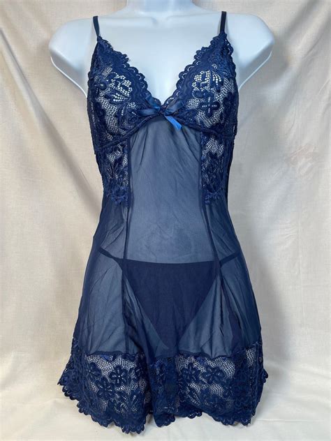 Romantic Sheer Babydoll Dress With Thong Lingerie Set Etsy