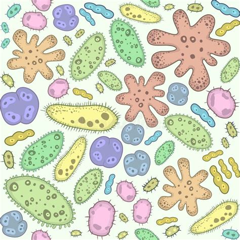 Set Of Microbes Bacteria Viruses Various Shapes And Colors Cartoon