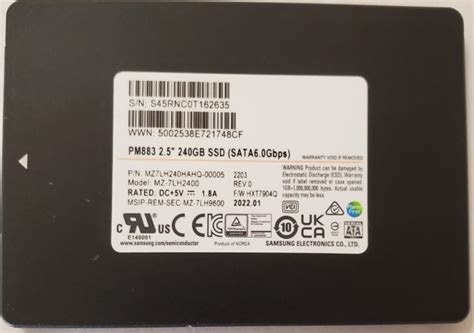 Samsung PM883 MZ-7LH2400 / MZ7LH240HAHQ-00005 240GB SATA RI Solid State ...