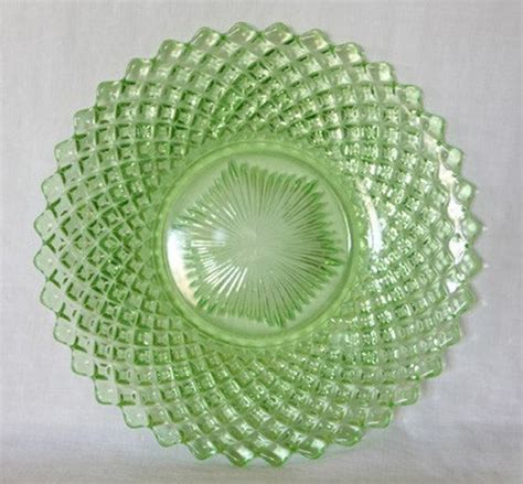 Gorgeous Vintage Green Depression Glass Pressed Glass Plate