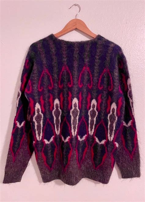 Needles Psychedelic Mohair Cardigan Charcoal Intarsia M Grailed