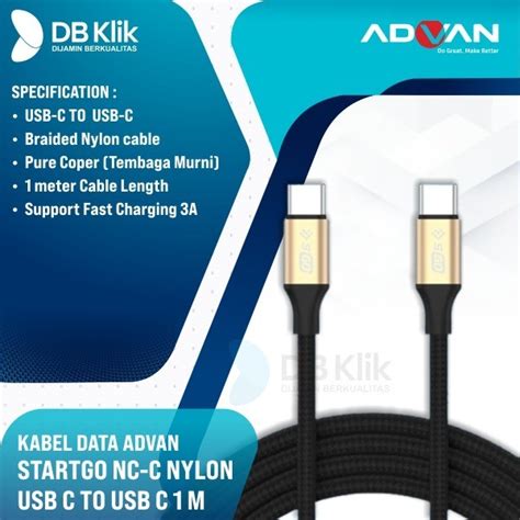 Jual Kabel Data Advan Startgo Nc C Nylon Usb C To Usb C Meter